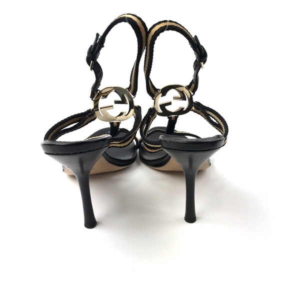 Gucci GG Logo Open Toe Stiletto Sandal Heel Sz 9 - Picture 5 of 8
